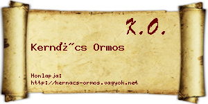 Kernács Ormos névjegykártya